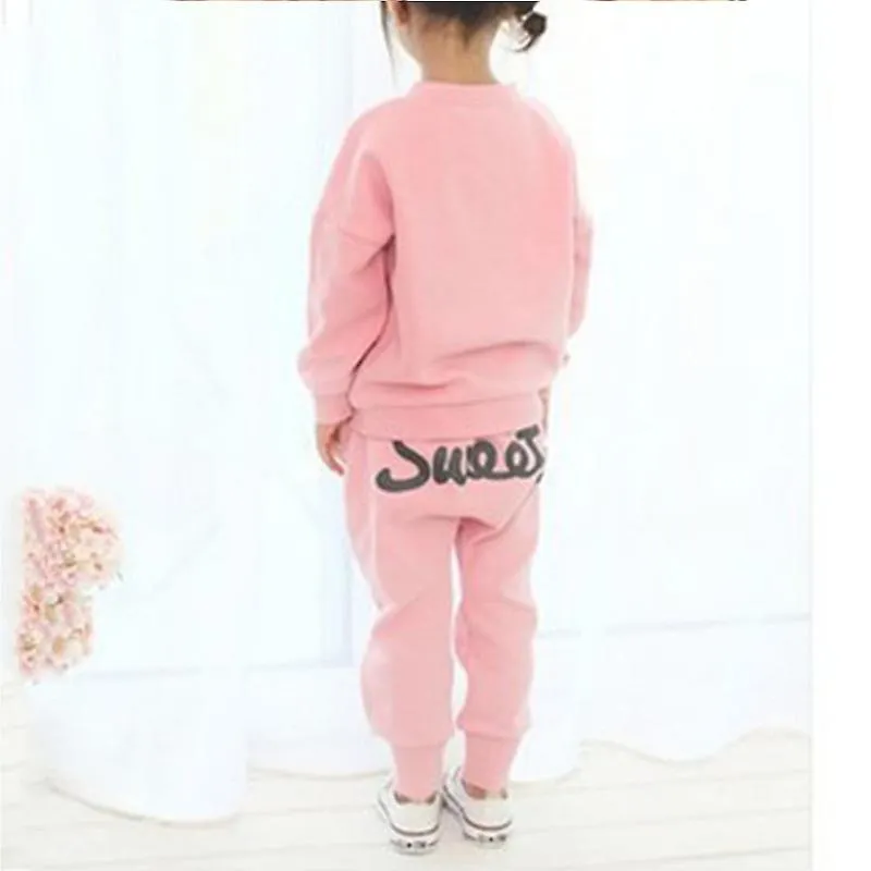 2-7 años Niños Niñas Loungewear Chándal Corazón Estampado Sudadera Top Pantalones Set