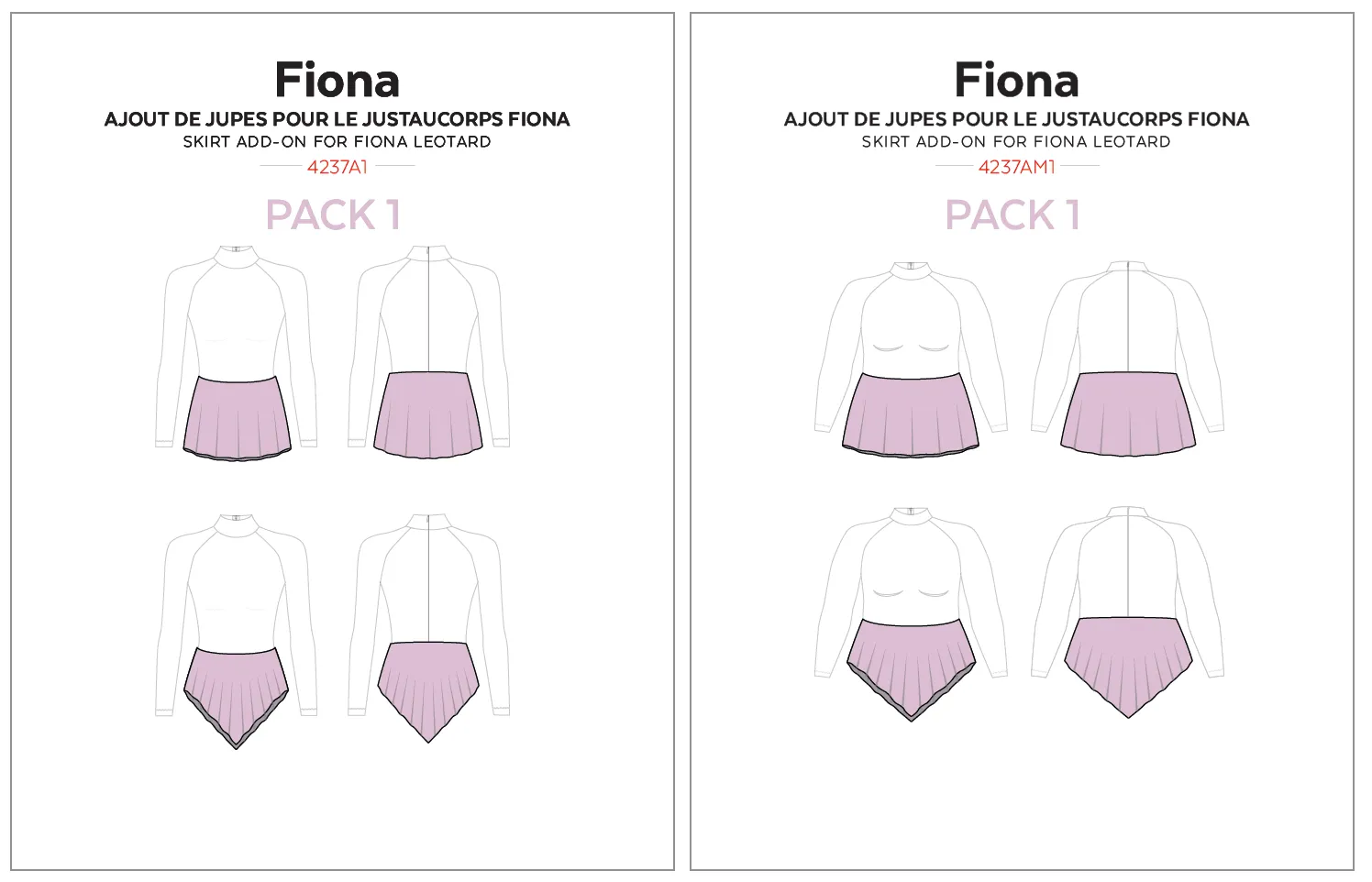 4237a // Skirt add-ons for the FIONA and EMMA leotards