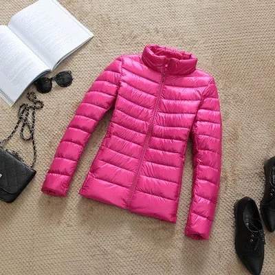 90% Ultra-light Plus Size Thin Down Jacket Women 2019 Autumn Winter Slim Short Hooded Warm White Duck Down Coat Women Outerwear