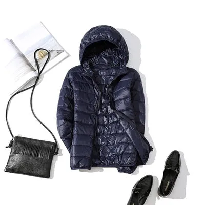 90% Ultra-light Plus Size Thin Down Jacket Women 2019 Autumn Winter Slim Short Hooded Warm White Duck Down Coat Women Outerwear