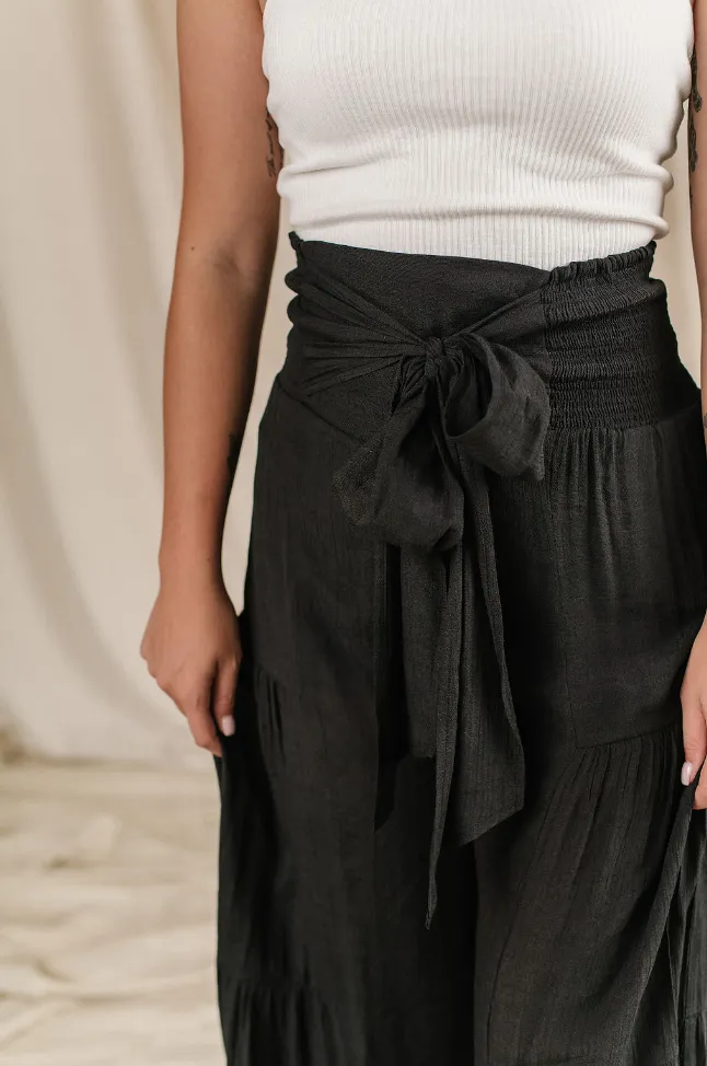 Ampersand Avenue Black Boho Pants - Tiered