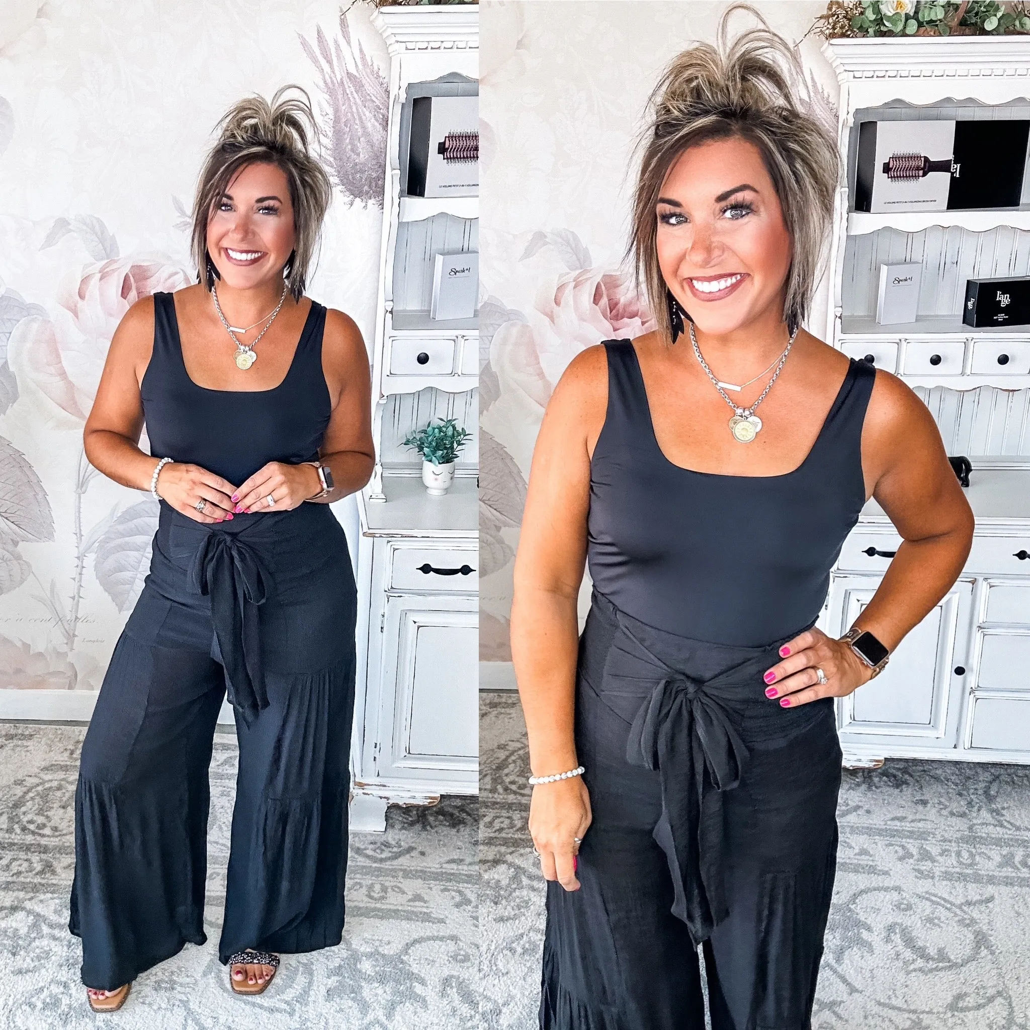 Ampersand Avenue Black Boho Pants - Tiered