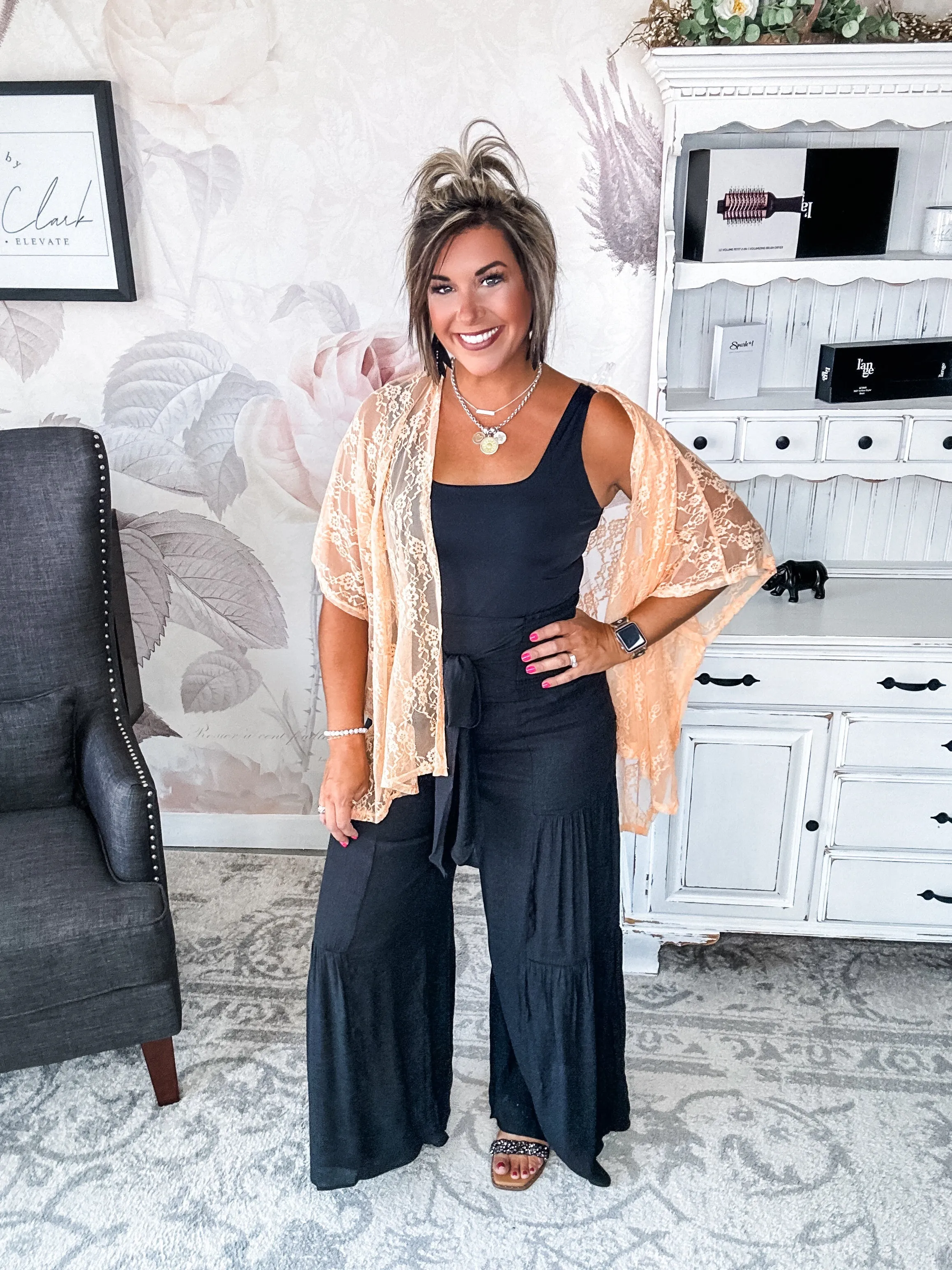 Ampersand Avenue Black Boho Pants - Tiered