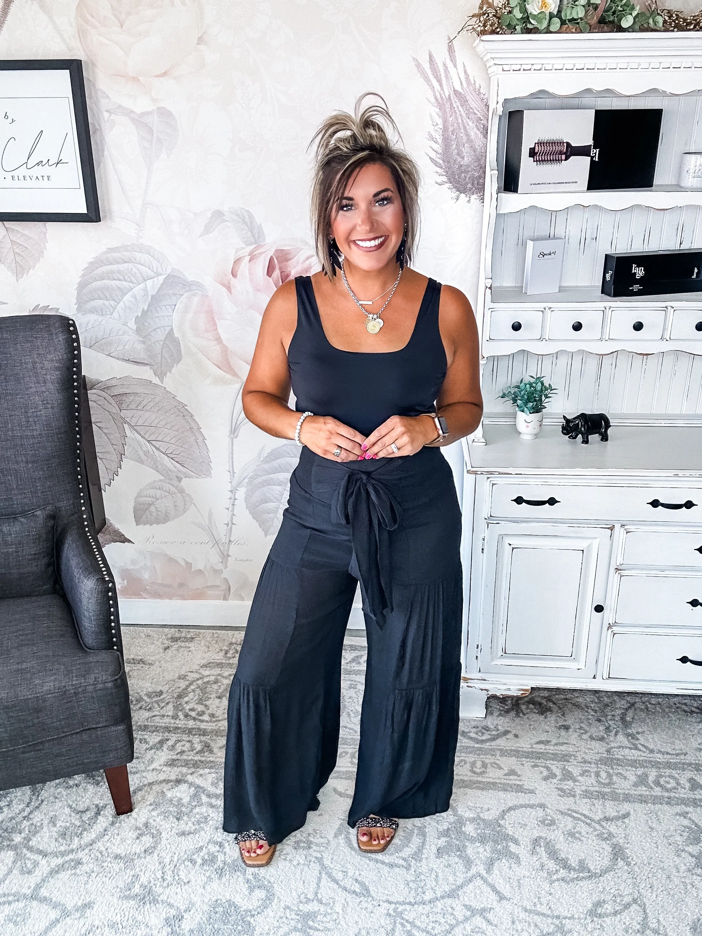 Ampersand Avenue Black Boho Pants - Tiered