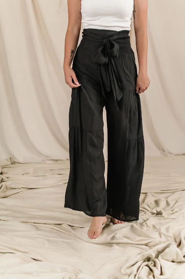 Ampersand Avenue Black Boho Pants - Tiered