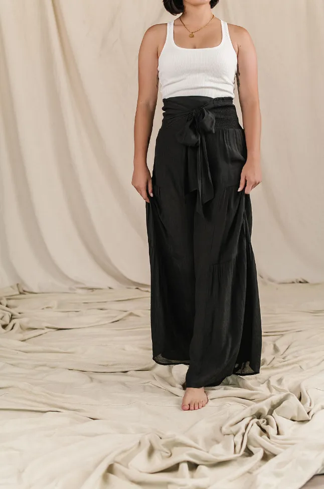 Ampersand Avenue Black Boho Pants - Tiered