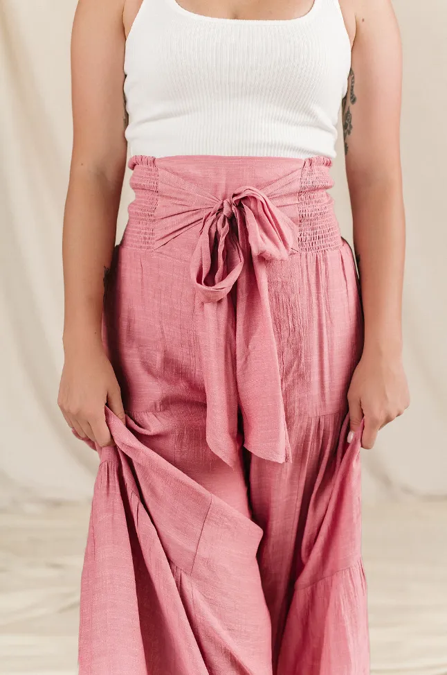 Ampersand Avenue Pink Tiered Boho Pants.