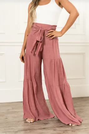 Ampersand Avenue Pink Tiered Boho Pants.