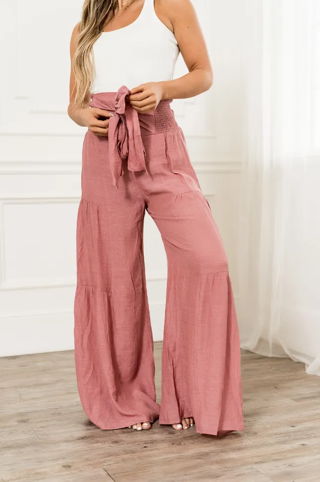 Ampersand Avenue Pink Tiered Boho Pants.