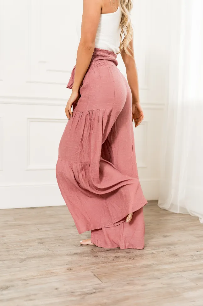 Ampersand Avenue Pink Tiered Boho Pants.