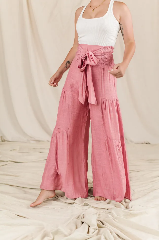 Ampersand Avenue Pink Tiered Boho Pants.