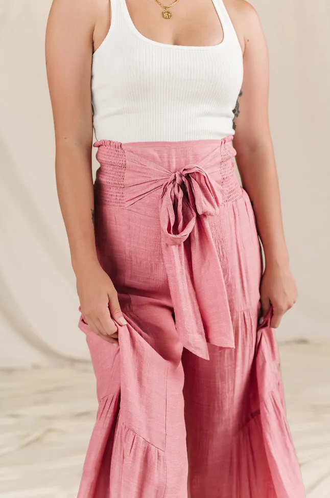 Ampersand Avenue Pink Tiered Boho Pants.