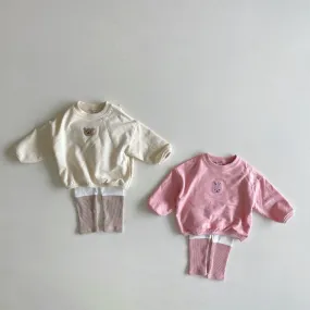 Baby Embroidery Sweatshirt and Sock Leggings Set (6-24m)- 2 Colors