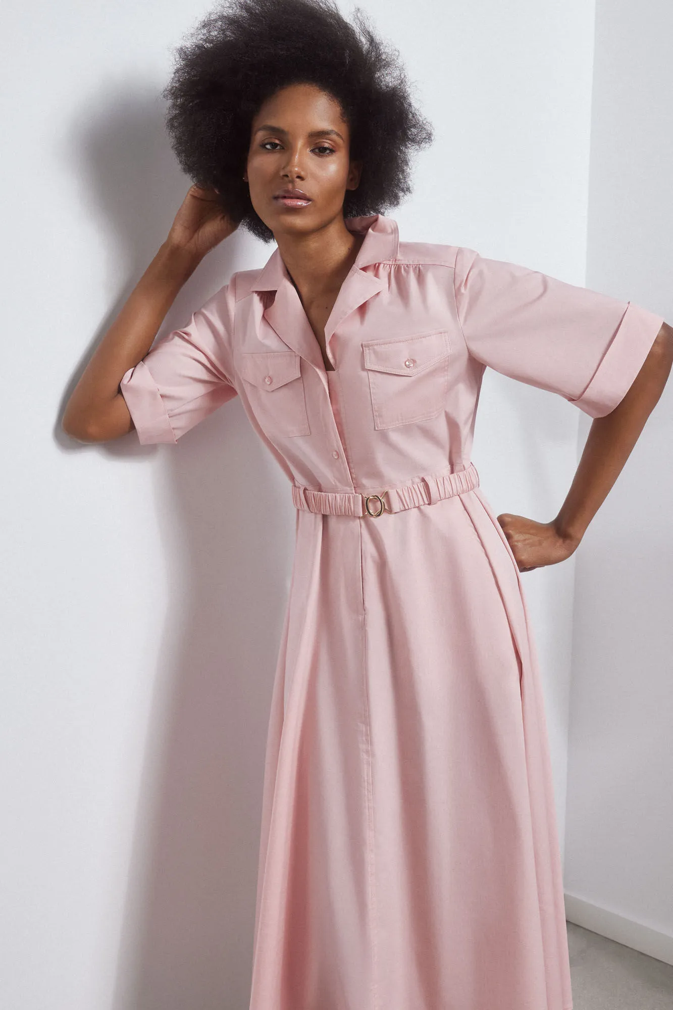 Belted shirt dress