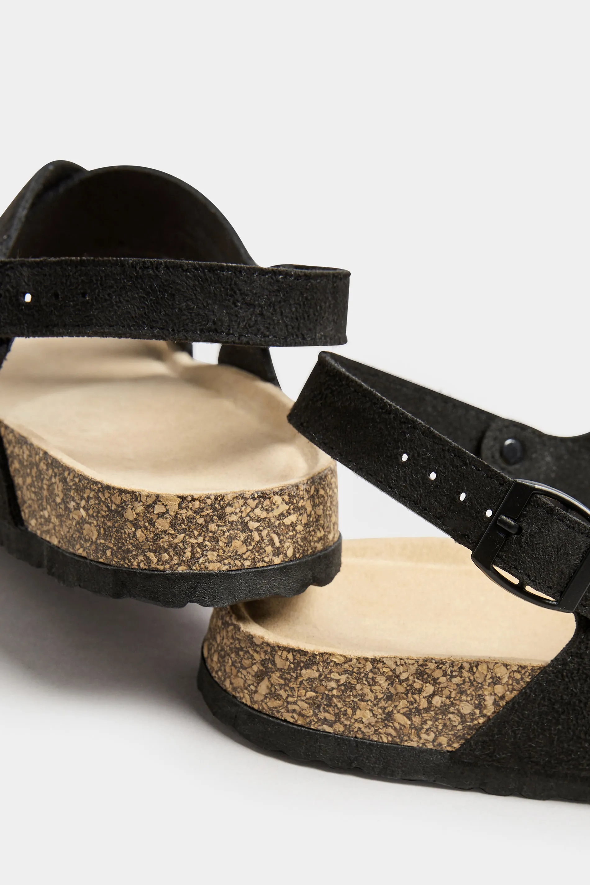 Black Cross Strap Footbed Sandals In Extra Wide EEE Fit