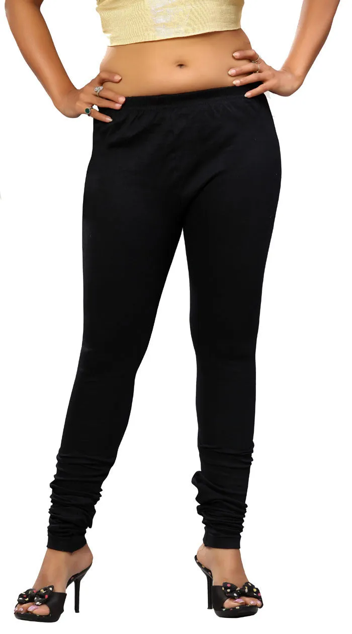 Black stretchable Churidar leggings for women, made in India