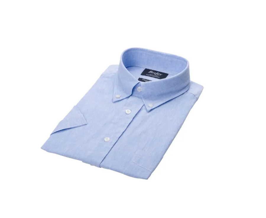 Blue Chambray cotton linen shirt - Chest pocket - COLTEN MC