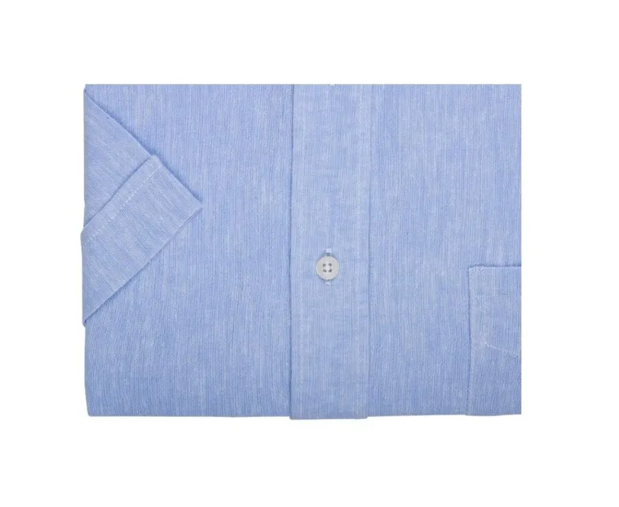 Blue Chambray cotton linen shirt - Chest pocket - COLTEN MC