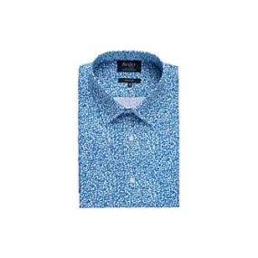 Blue cotton shirt with white flowers - FLAVIUS MC