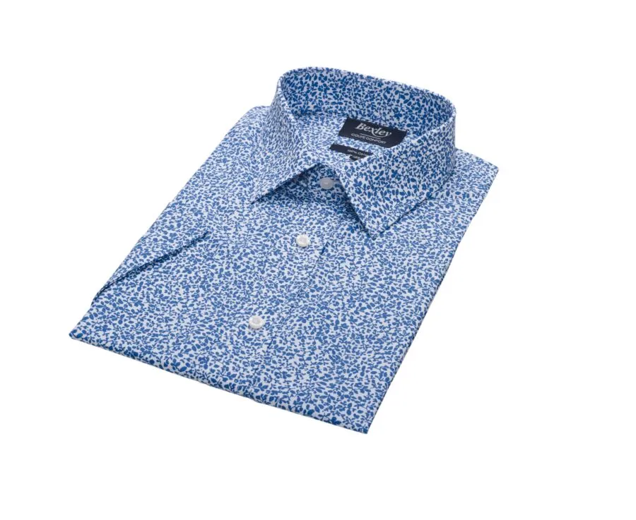 Blue cotton shirt with white flowers - FLAVIUS MC