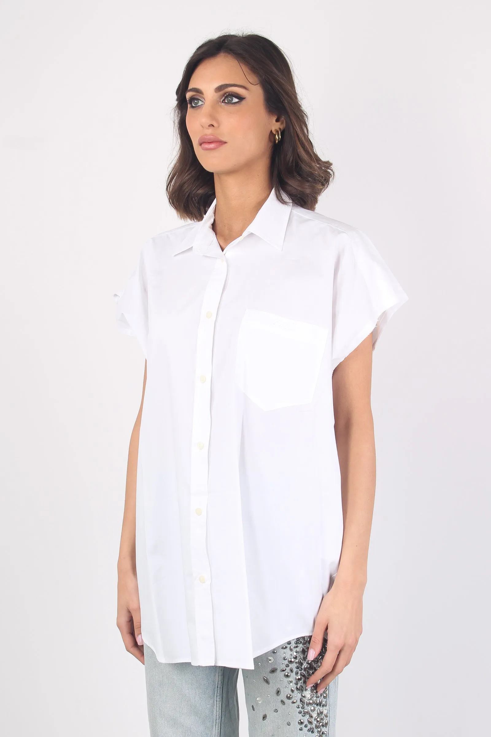 Camicia Over Cotone Bianco