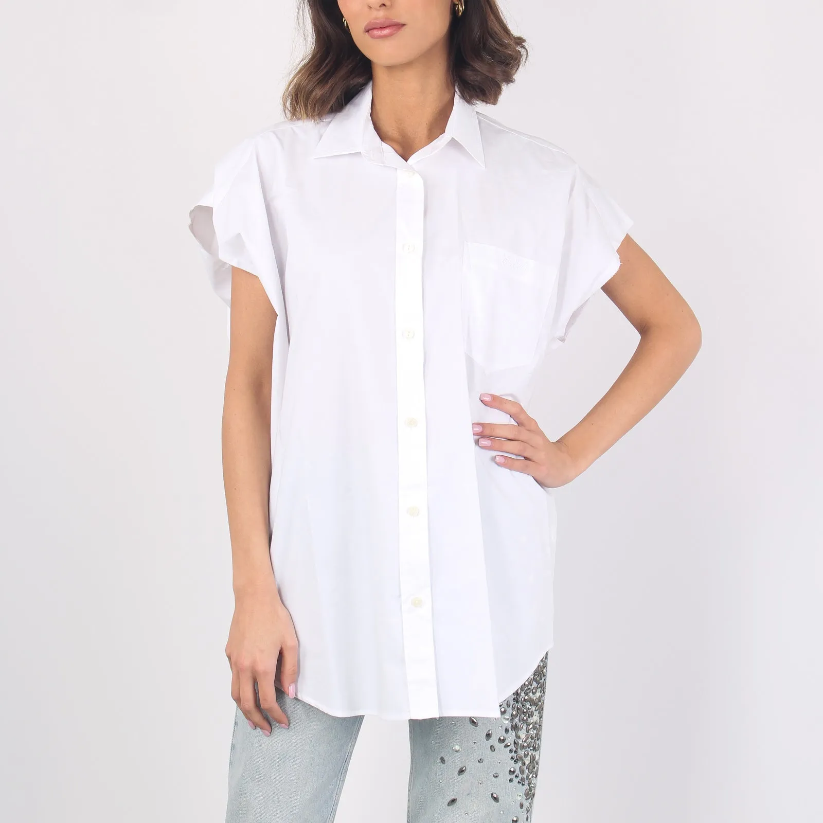 Camicia Over Cotone Bianco