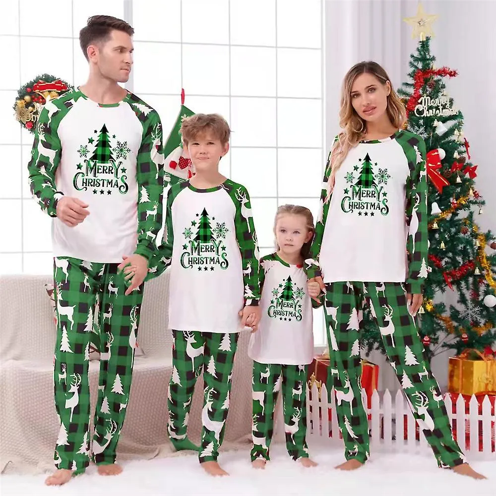 Christmas Family Matching Pyjamas Sleepwear Xmas Tree Print Kids Infants Adult Nightwear Pajamas Pjs Set Loungewear