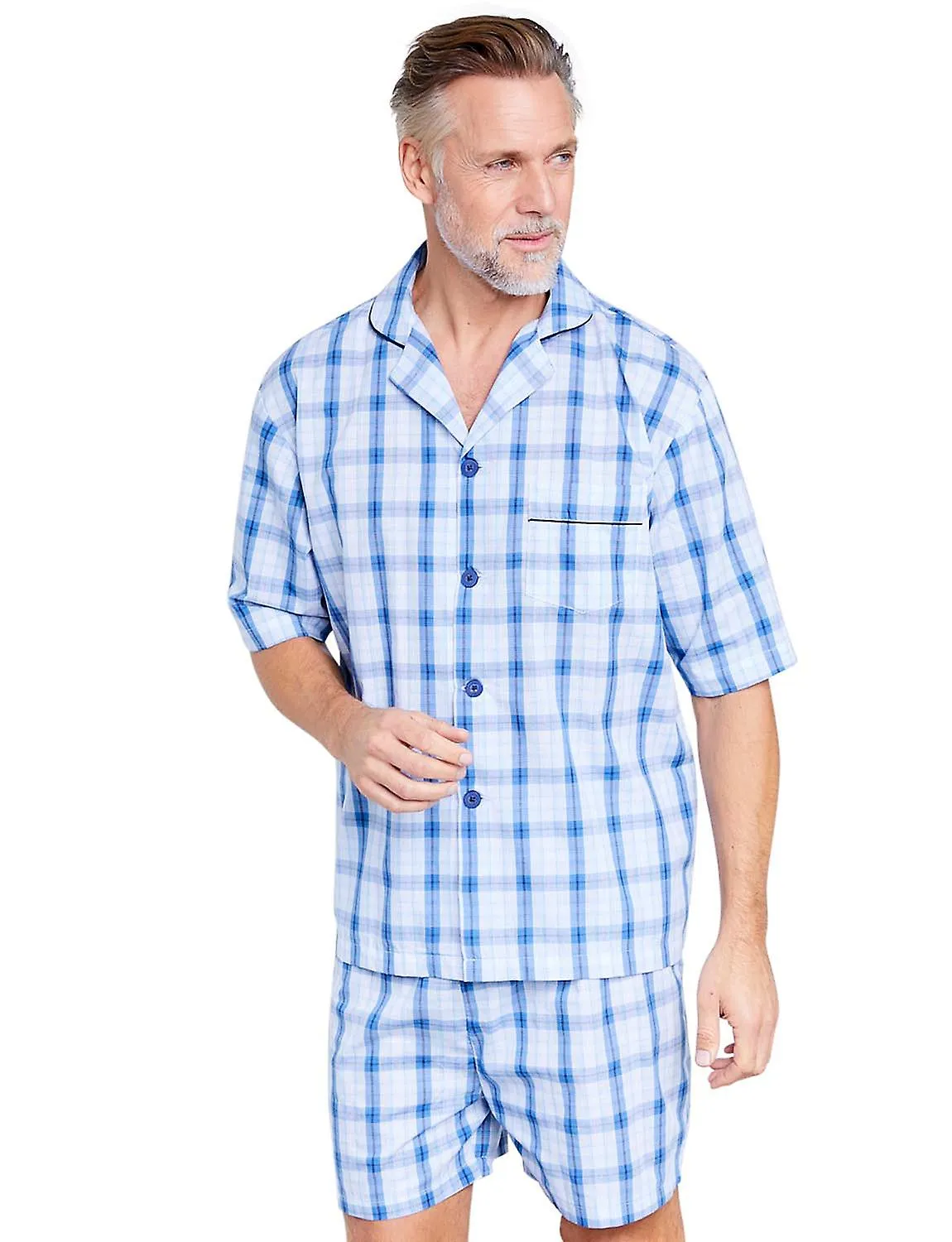 Chums | Mens | Classic Marlow Check Short Pyjamas Set with Contrast Piping | Nightwear & Loungewear Sets | Smart & Pract