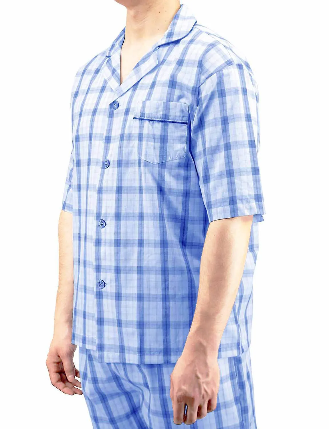 Chums | Mens | Classic Marlow Check Short Pyjamas Set with Contrast Piping | Nightwear & Loungewear Sets | Smart & Pract