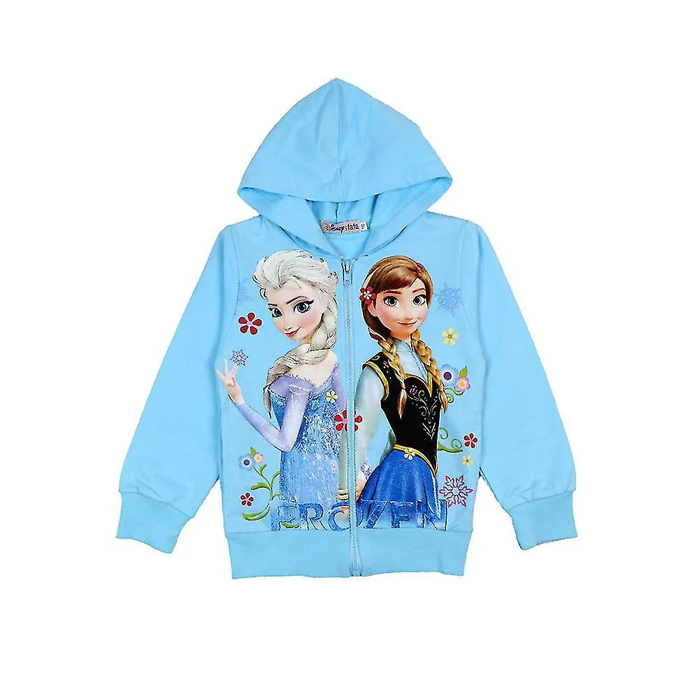 Congelado Elsa Anna Print Manga larga Sudadera con capucha Chaqueta Niños Niñas Casual Hooded Coat Full Zip Outerwear