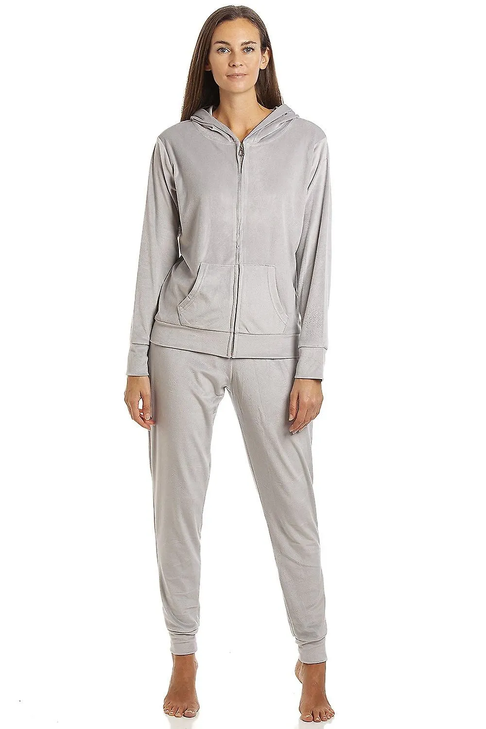 Conjunto de pijama Camille Loungewear Loungewear de terciopelo supersuave para mujer gris