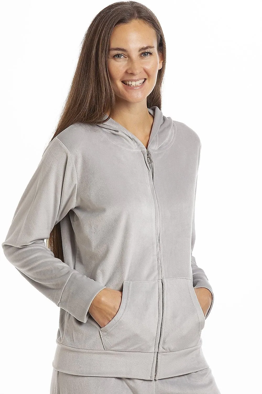 Conjunto de pijama Camille Loungewear Loungewear de terciopelo supersuave para mujer gris