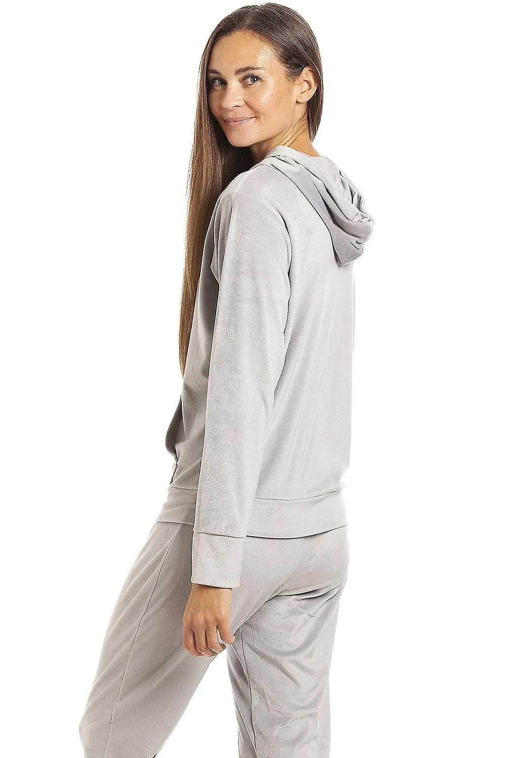 Conjunto de pijama Camille Loungewear Loungewear de terciopelo supersuave para mujer gris