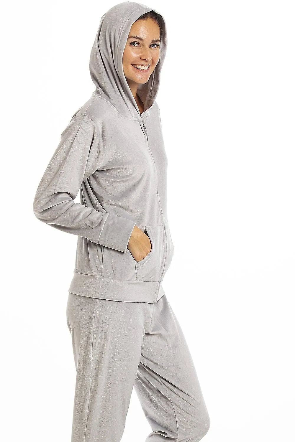 Conjunto de pijama Camille Loungewear Loungewear de terciopelo supersuave para mujer gris