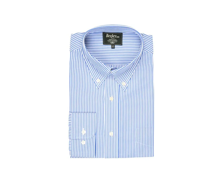 Cotton shirt with blue stripes - American collar - MARLON