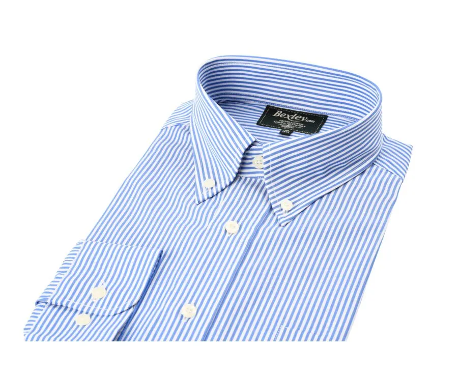 Cotton shirt with blue stripes - American collar - MARLON