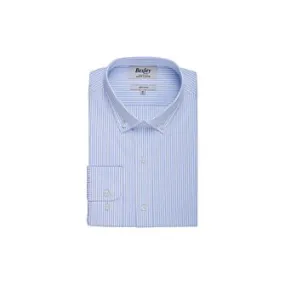 Cotton shirt with Light blue & White stripes - American collar - MARLOW