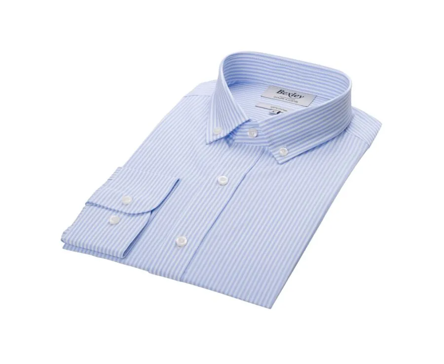 Cotton shirt with Light blue & White stripes - American collar - MARLOW