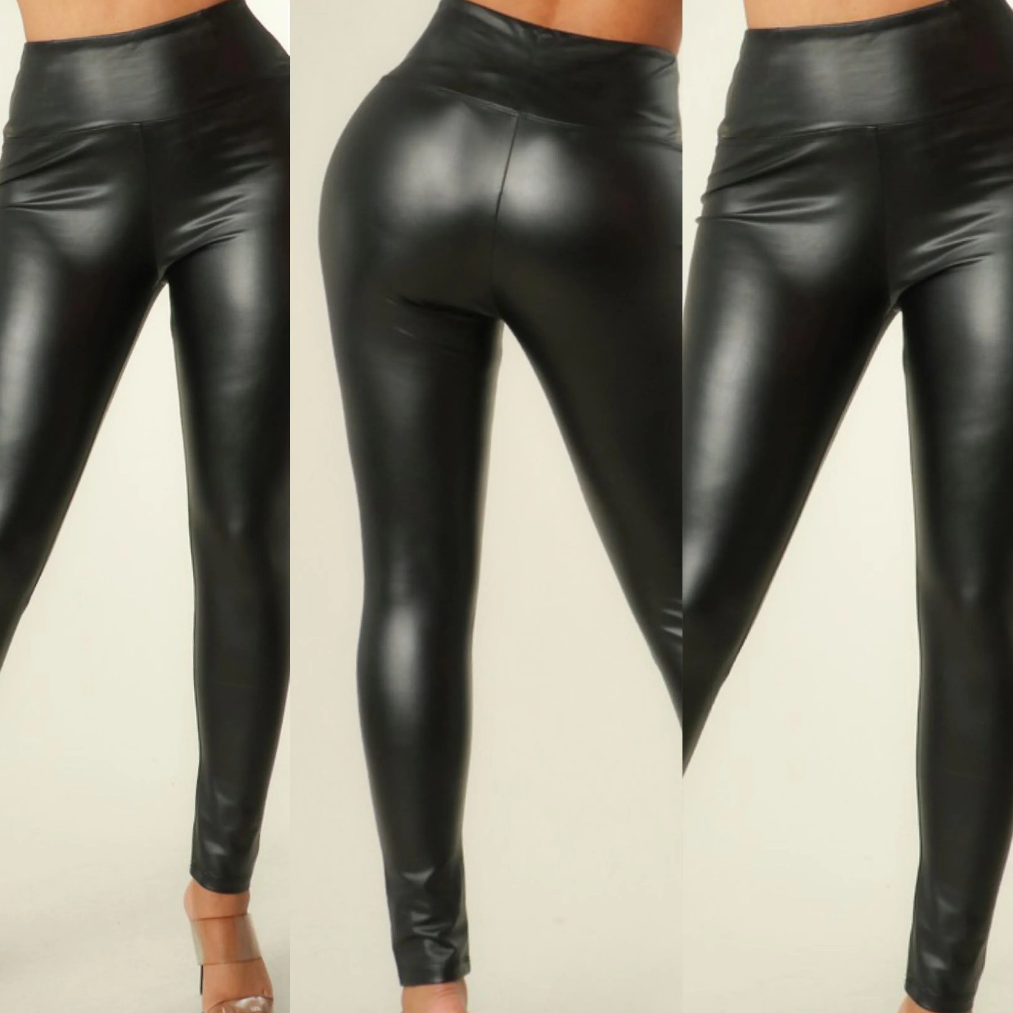 Faux Leather High Waist Leggings Pants