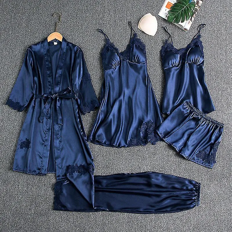 Female Pajamas Set 5pcs Sleepwear Sexy Lace Comfortable Sleepwear Loungewear