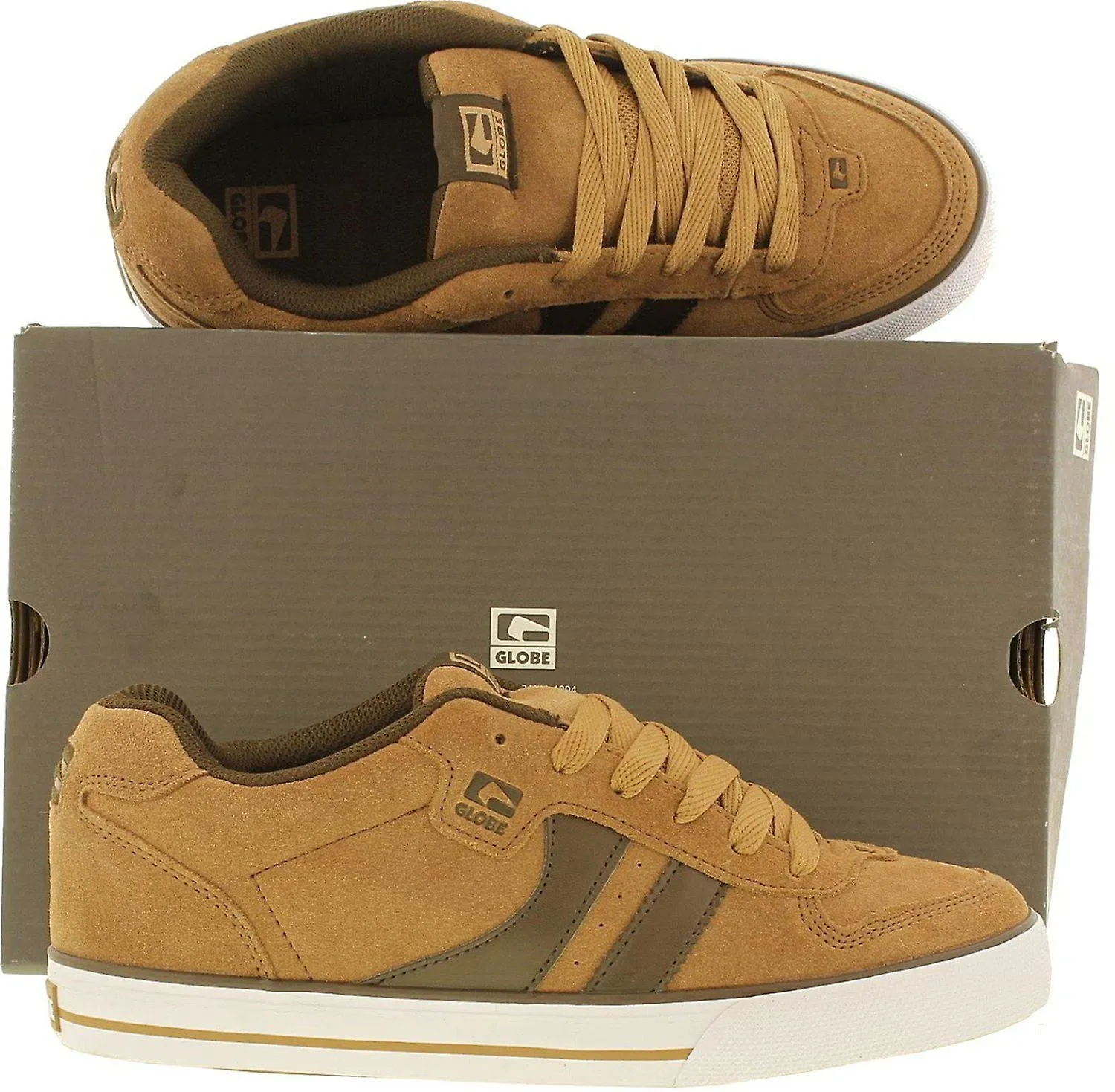 Globe Encore 2 Tan Brown Suede Mens Skate Trainers Shoes Botas