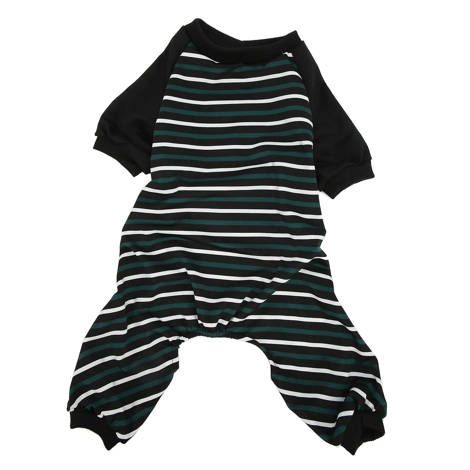 Green and White Striped Dog Pajamas - Soft and Stretchy 4-Legged Puppy Sleepwear (XL)