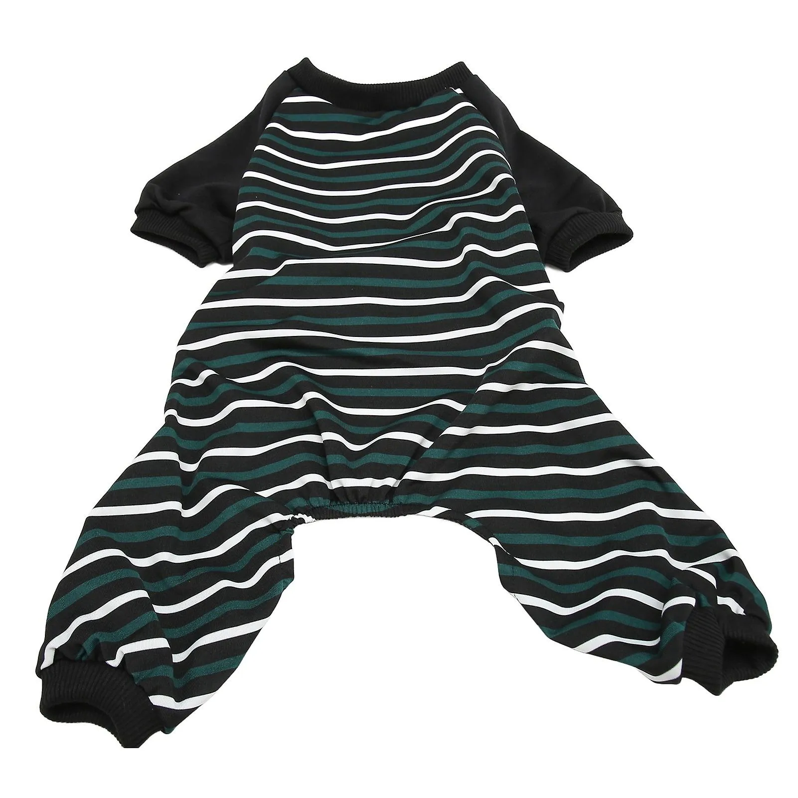 Green and White Striped Dog Pajamas - Soft and Stretchy 4-Legged Puppy Sleepwear (XL)