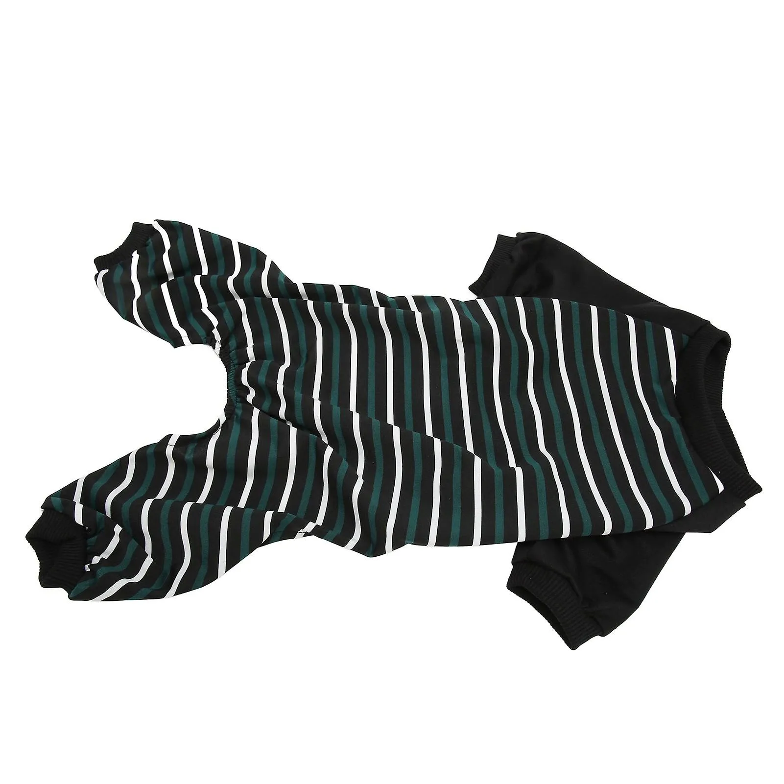 Green and White Striped Dog Pajamas - Soft and Stretchy 4-Legged Puppy Sleepwear (XL)