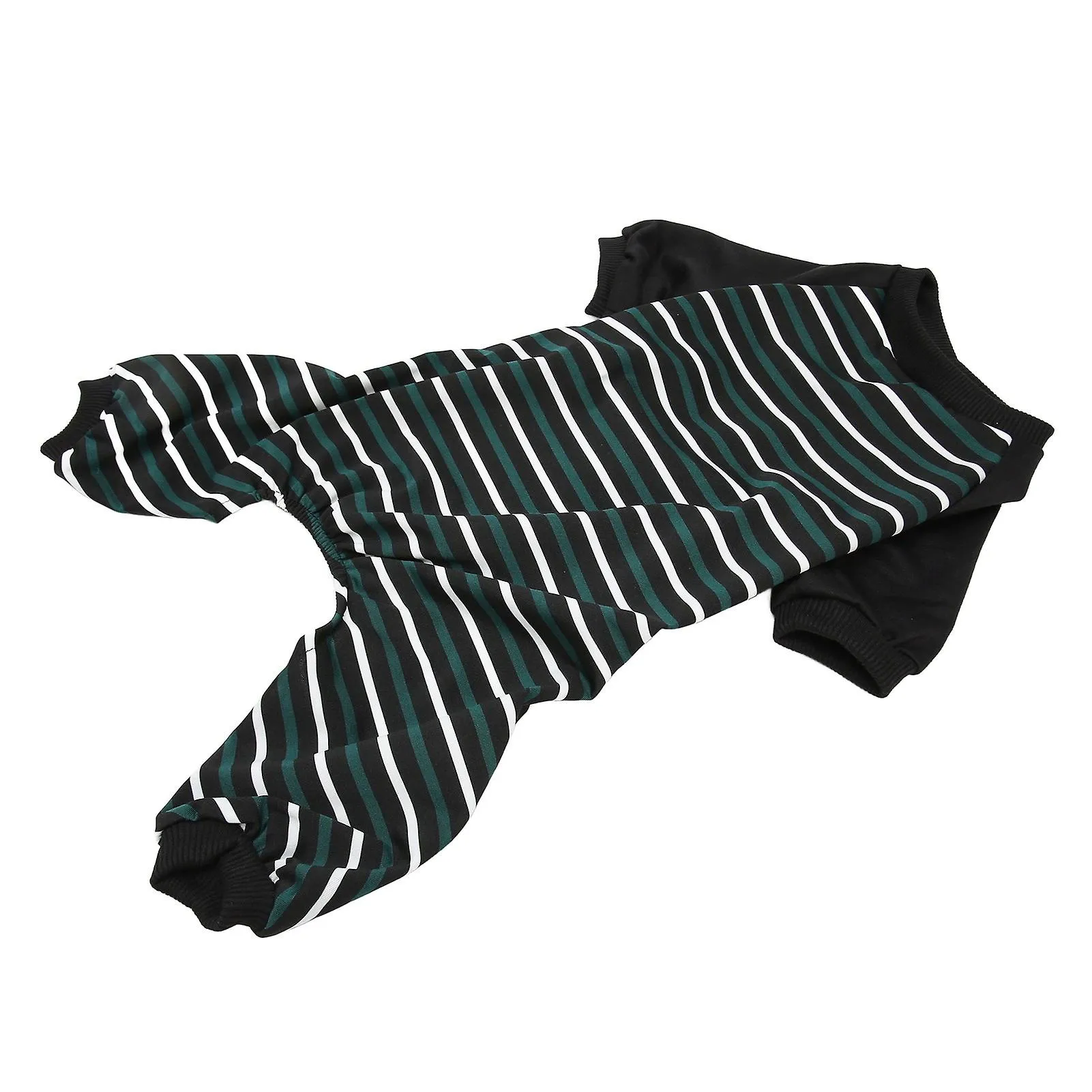 Green and White Striped Dog Pajamas - Soft and Stretchy 4-Legged Puppy Sleepwear (XL)