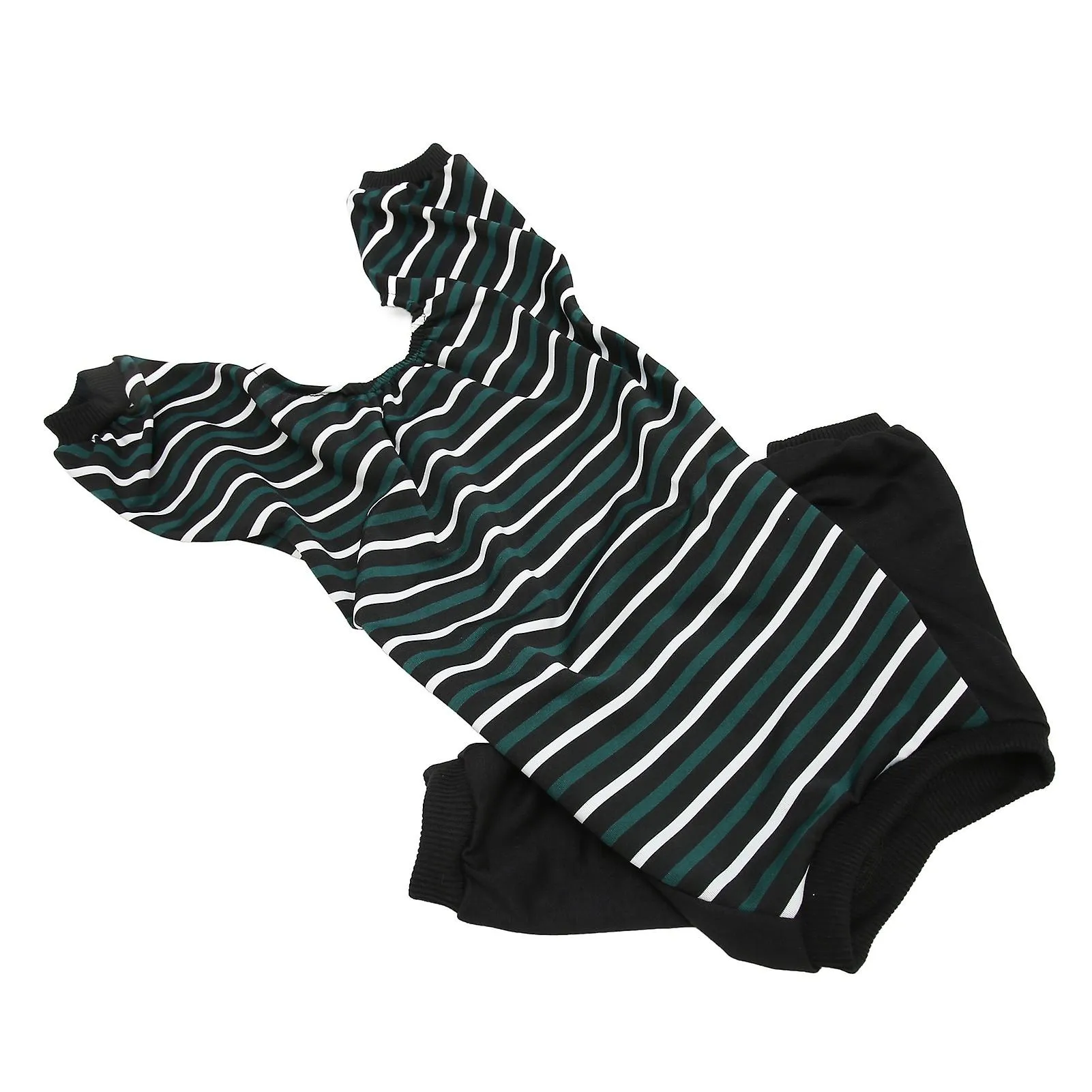 Green and White Striped Dog Pajamas - Soft and Stretchy 4-Legged Puppy Sleepwear (XL)