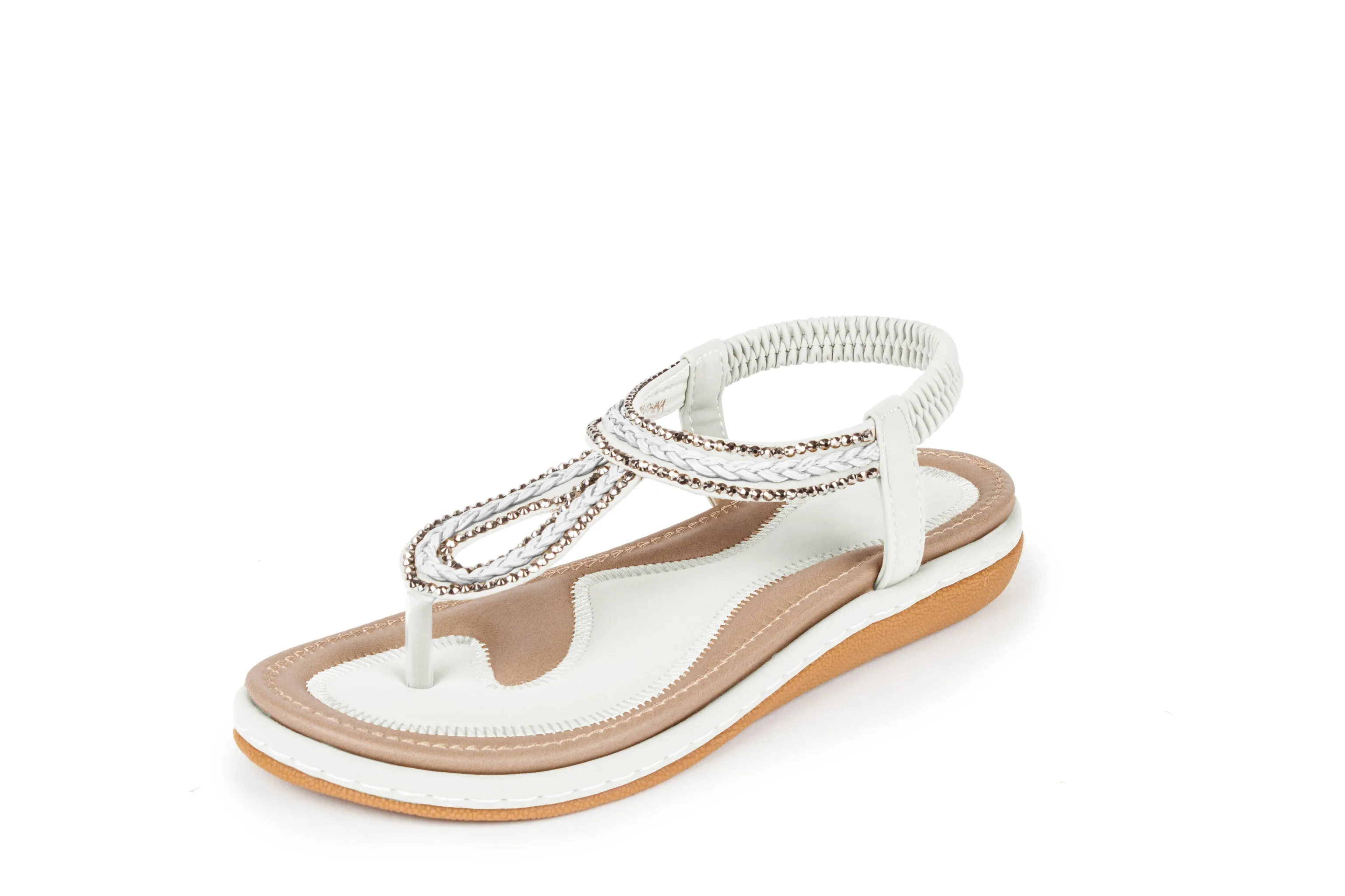 Haute editon Women's Crystal  Bohemian Beaded Comfort Sandals