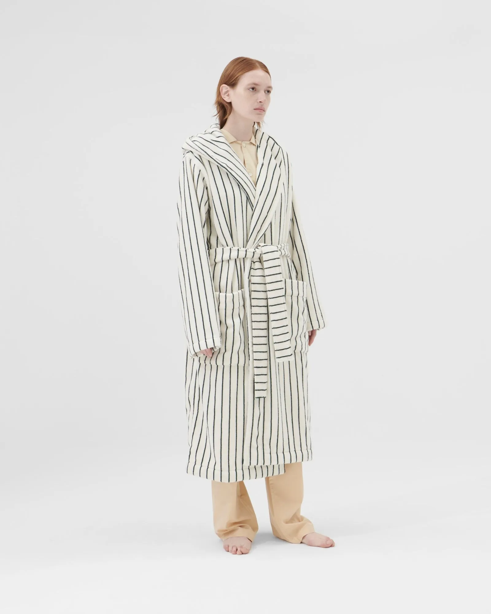 Hooded Bathrobe Racing Green Stripes