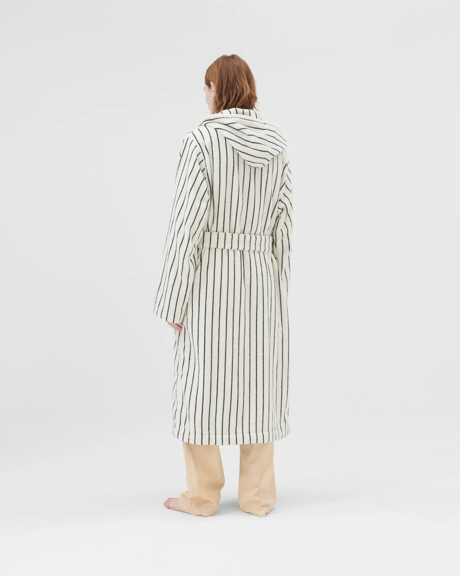 Hooded Bathrobe Racing Green Stripes