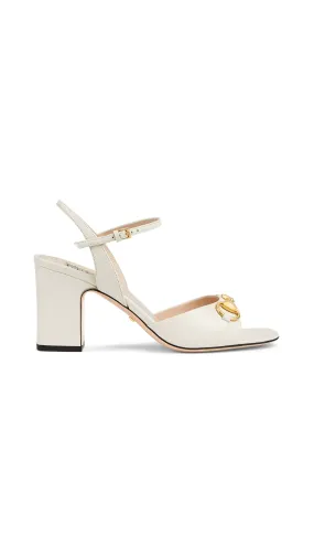 Horsebit Mid-Heel Sandal - Ivory